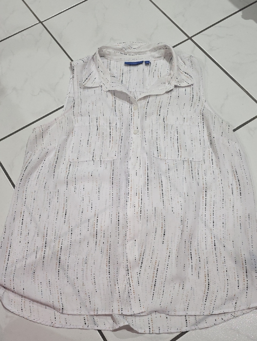Apt. 9 White Sleeveless Button-Front Eyelet-Stripe Camisole